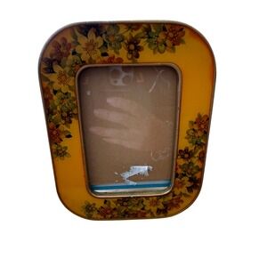 Vintage 1970s Lucite Floral Picture Frame Yellow Daisy Mid Century Modern 5x7